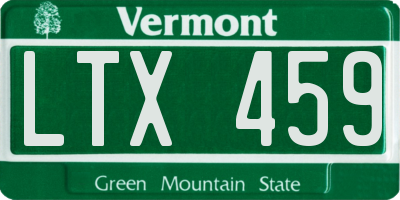 VT license plate LTX459