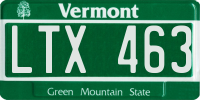 VT license plate LTX463