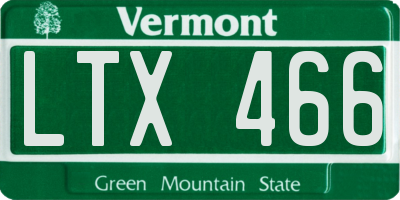 VT license plate LTX466