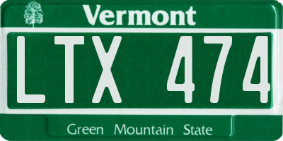 VT license plate LTX474