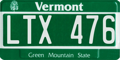 VT license plate LTX476