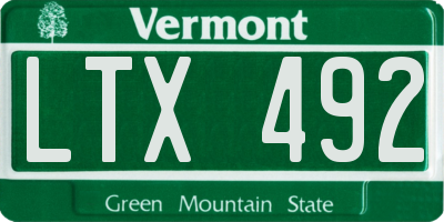 VT license plate LTX492
