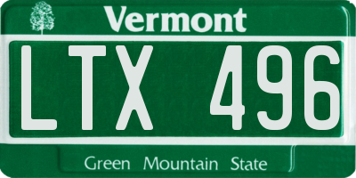 VT license plate LTX496