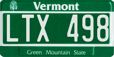 VT license plate LTX498