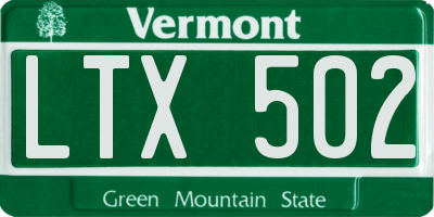 VT license plate LTX502