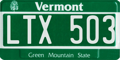 VT license plate LTX503