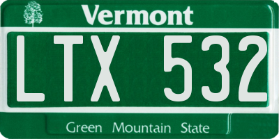 VT license plate LTX532