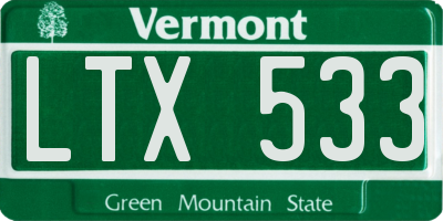 VT license plate LTX533
