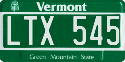 VT license plate LTX545