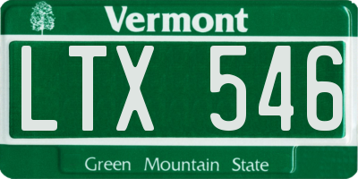 VT license plate LTX546