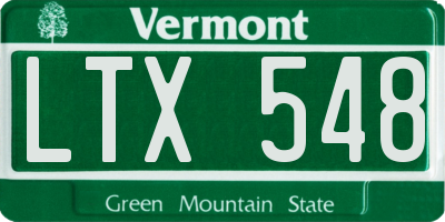 VT license plate LTX548