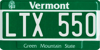 VT license plate LTX550