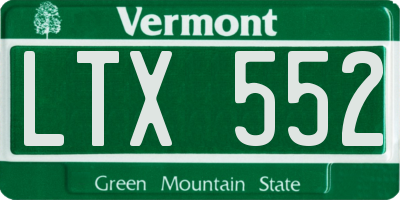 VT license plate LTX552