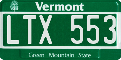VT license plate LTX553