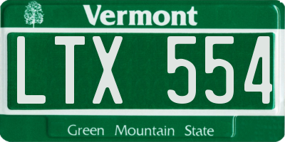VT license plate LTX554