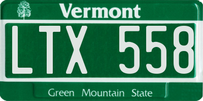 VT license plate LTX558