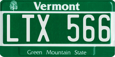 VT license plate LTX566