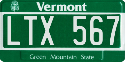 VT license plate LTX567