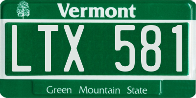 VT license plate LTX581