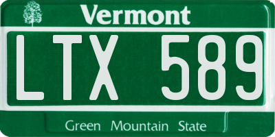 VT license plate LTX589
