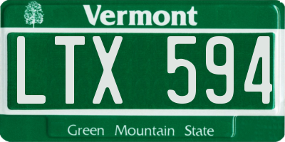 VT license plate LTX594