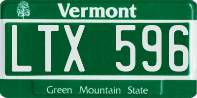 VT license plate LTX596