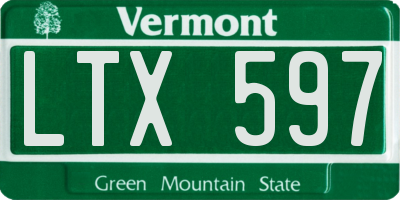 VT license plate LTX597