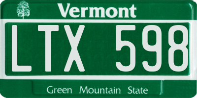 VT license plate LTX598