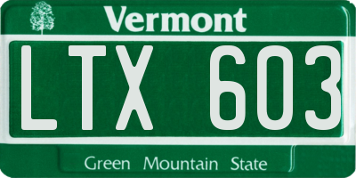 VT license plate LTX603