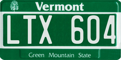 VT license plate LTX604