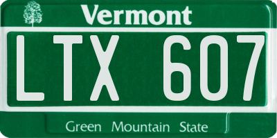 VT license plate LTX607