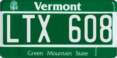 VT license plate LTX608