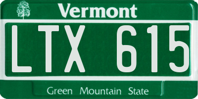 VT license plate LTX615