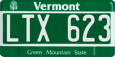VT license plate LTX623