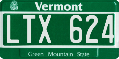 VT license plate LTX624