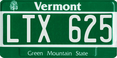 VT license plate LTX625