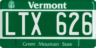 VT license plate LTX626
