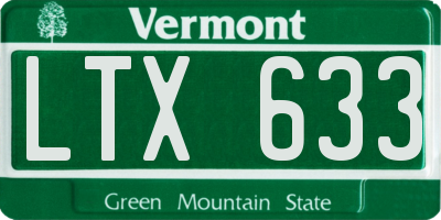 VT license plate LTX633