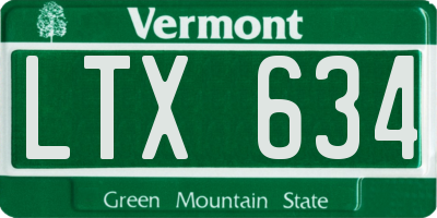 VT license plate LTX634