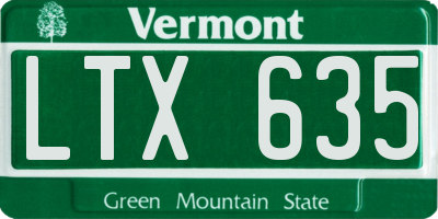 VT license plate LTX635