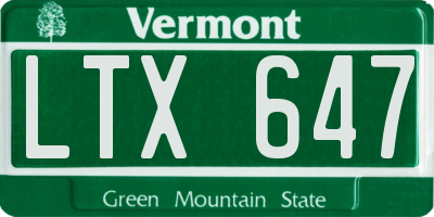 VT license plate LTX647