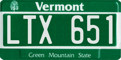VT license plate LTX651
