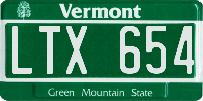 VT license plate LTX654