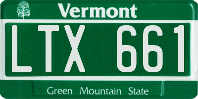VT license plate LTX661