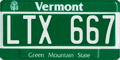 VT license plate LTX667