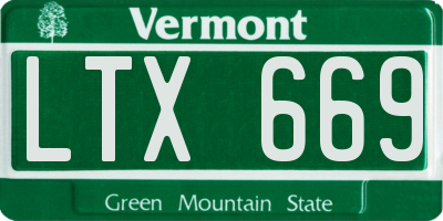 VT license plate LTX669