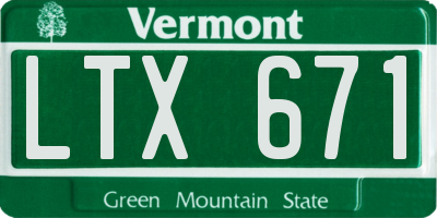 VT license plate LTX671