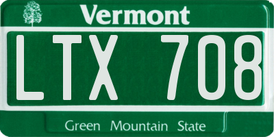 VT license plate LTX708