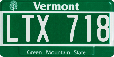 VT license plate LTX718
