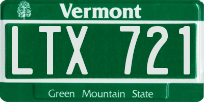 VT license plate LTX721